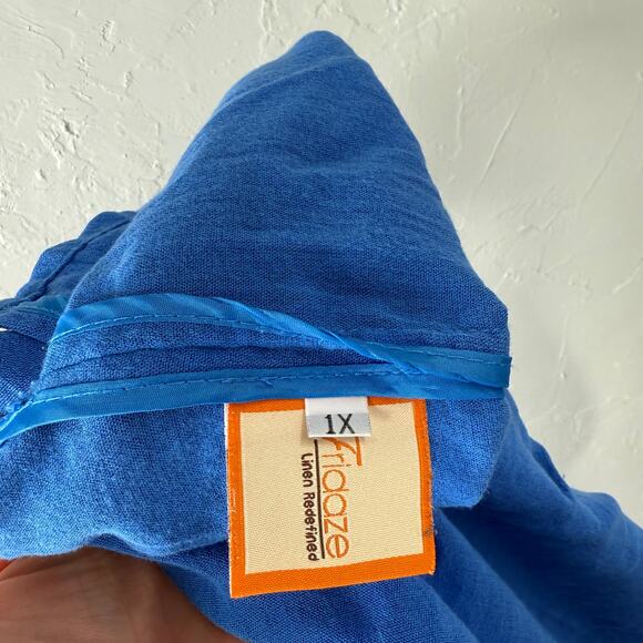 Fridaze Women's Shirt 1X Linen Lagenlook Bohemian Tank Top Solid Natural KK9 - Picture 5 of 6